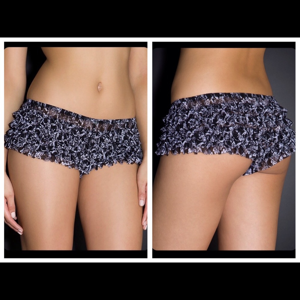 Flirty 'Rumba Panties' Blackheart🖤 Skull Rose XS